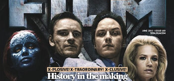 January Jones, James McAvoy, Michael Fassbender, and Jennifer Lawrence, Total Film Magazine June 2011, X-Men: First Class Cover, 02