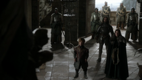 Michelle Fairley, Peter Dinklage, Ron Donachie, Jerome Flynn, Kate Dickie, Game of Thrones, The Wolf and the Lion, 02
