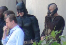 Christopher Nolan, Tom Hardy, Christian Bale, The Dark Knight Rises, Mellon Institute Set, 02