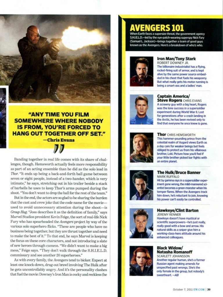 The Avengers Entertainment Weekly October 2011 article, 04
