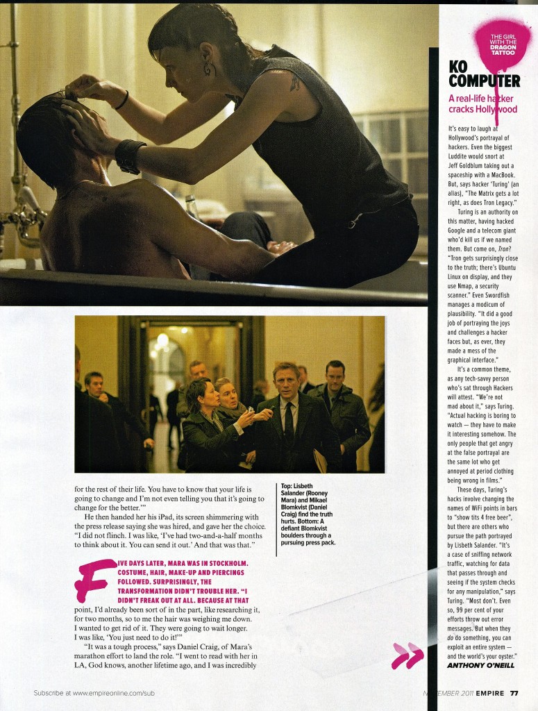 The Girl with the Dragon Tattoo, Empire Magazine November 2011 Article, 03