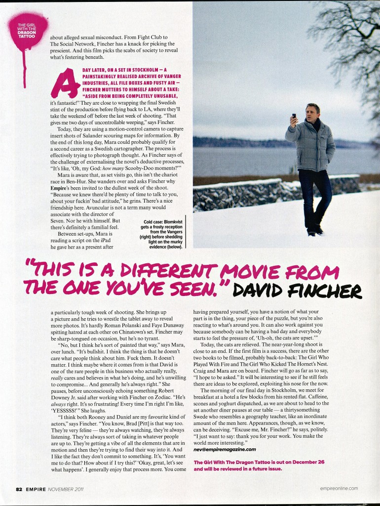 The Girl with the Dragon Tattoo, Empire Magazine November 2011 Article, 06
