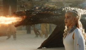 Emilia Clarke Drogon Breathing Fire Game of Thrones The Dance of Dragons