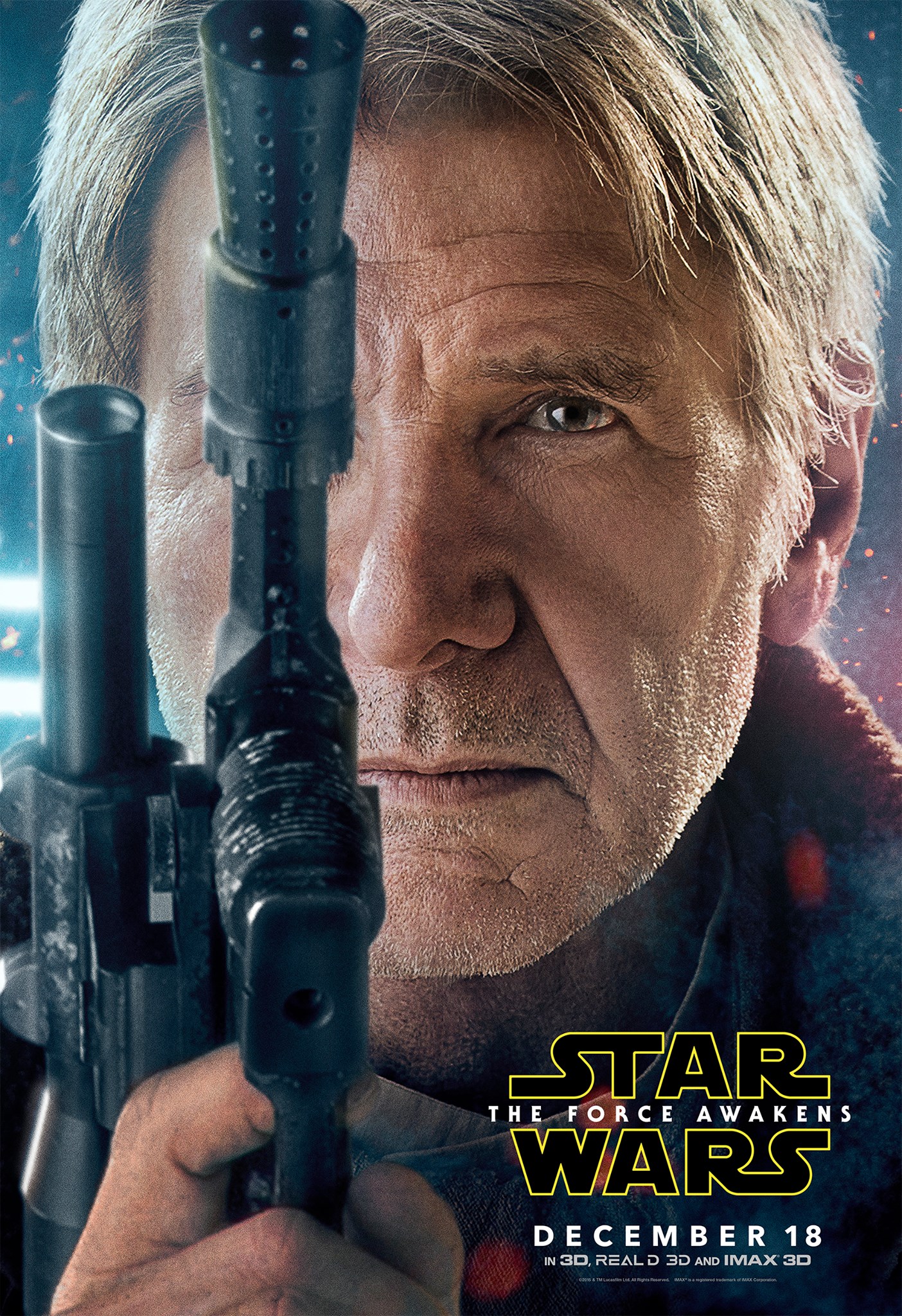 Han Solo Harrison Ford Star Wars The Force Awakens movie poster