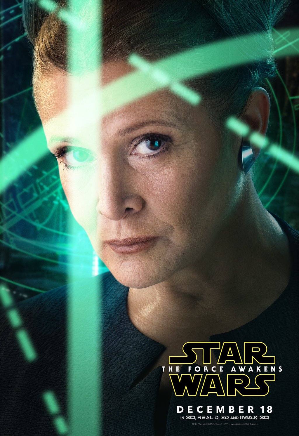 Leia Organa Carrie Fisher Star Wars The Force Awakens movie poster