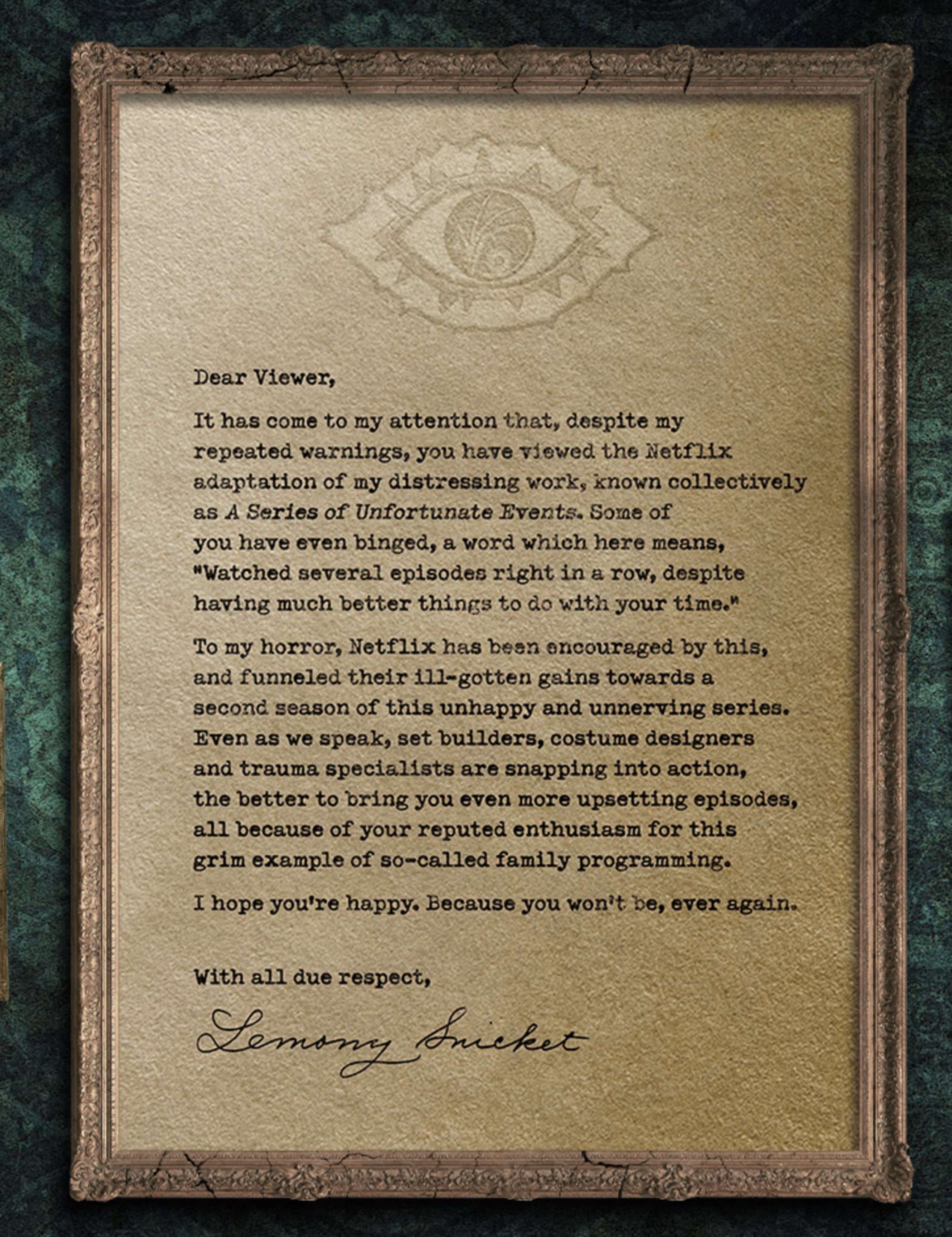 Lemony Snickets Message A Series of Unfortunate Events Season Two