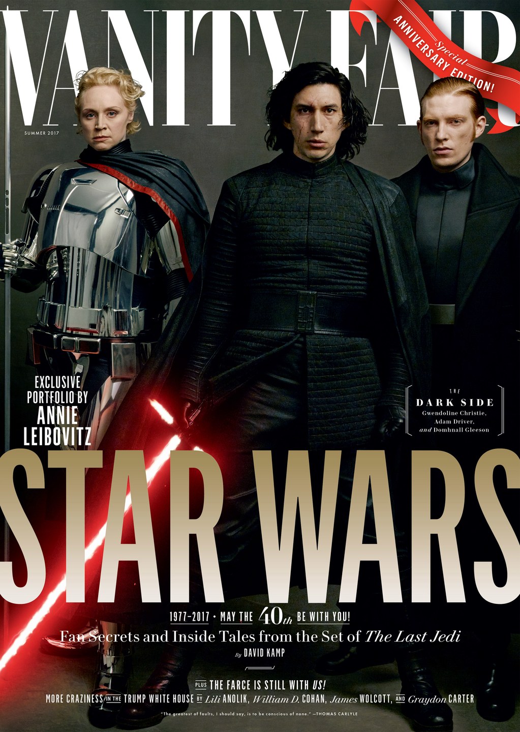 Gwendoline Christie Adam Driver Domhnall Gleeson Star Wars: The Last Jedi Vanity Fair Cover