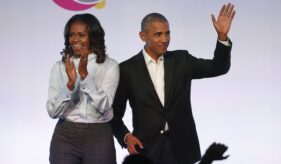 Michelle Obama Clapping Barack Obama Waving