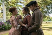 Sophie Skelton Caitriona Balfe Sam Heughan Outlander Man of Worth