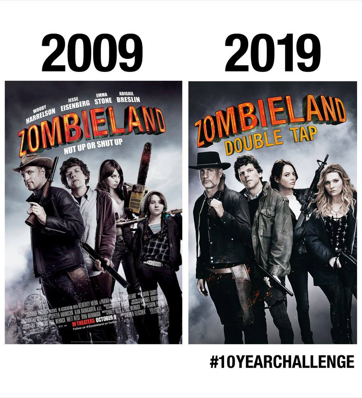 Zombieland Doubletap 10yearchallenge Movie Poster