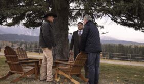 Kevin Costner Gil Birmingham Danny Huston Yellowstone Behind Us Only Grey