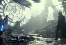 Daisy Ridley Adam Driver Emperor's Throne Room Star Wars The Rise of Skywalker