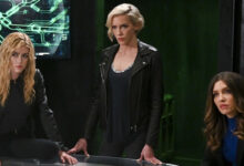 Katie Cassidy Juliana Harkavy Katherine McNamara Arrow Present Tense