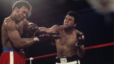 Muhammad Ali fighting George Foreman in Zaire