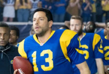 Zachary Levi With Foootball Players And Ref