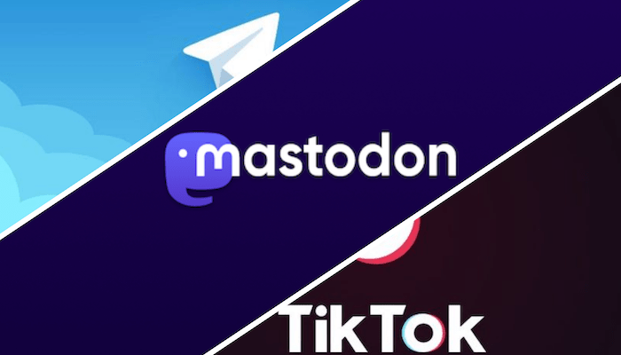 Telegram Mastodon Tiktok Logos