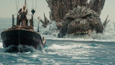 Godzilla Chasing Boat Godzilla Minus One