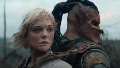 Elle Fanning Dimitrius Schuster Koloamatangi Predator Badlands